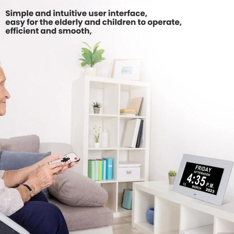 7-inch Digital Frame Calendar Day Clock With 3 Medication Alerts, 5 Custom Alarms, Multi-Language Support US Plug Black by bashfashion