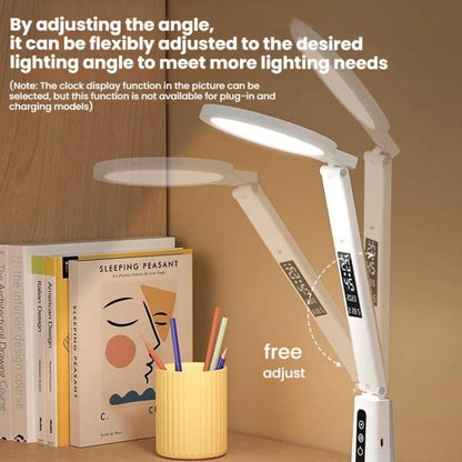 LED Desk Lamp Children Study Reading Eye-Protecting Bedside Light, Specification: Dual-use With Clock Display by bashfashion